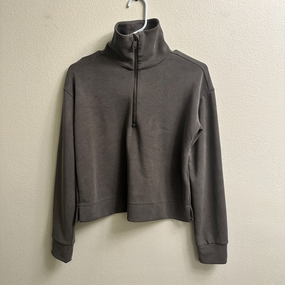 Athleta Seasoft Quarter Zip Sweatshirt Size XXS Olive Green - Picture 2 of 9